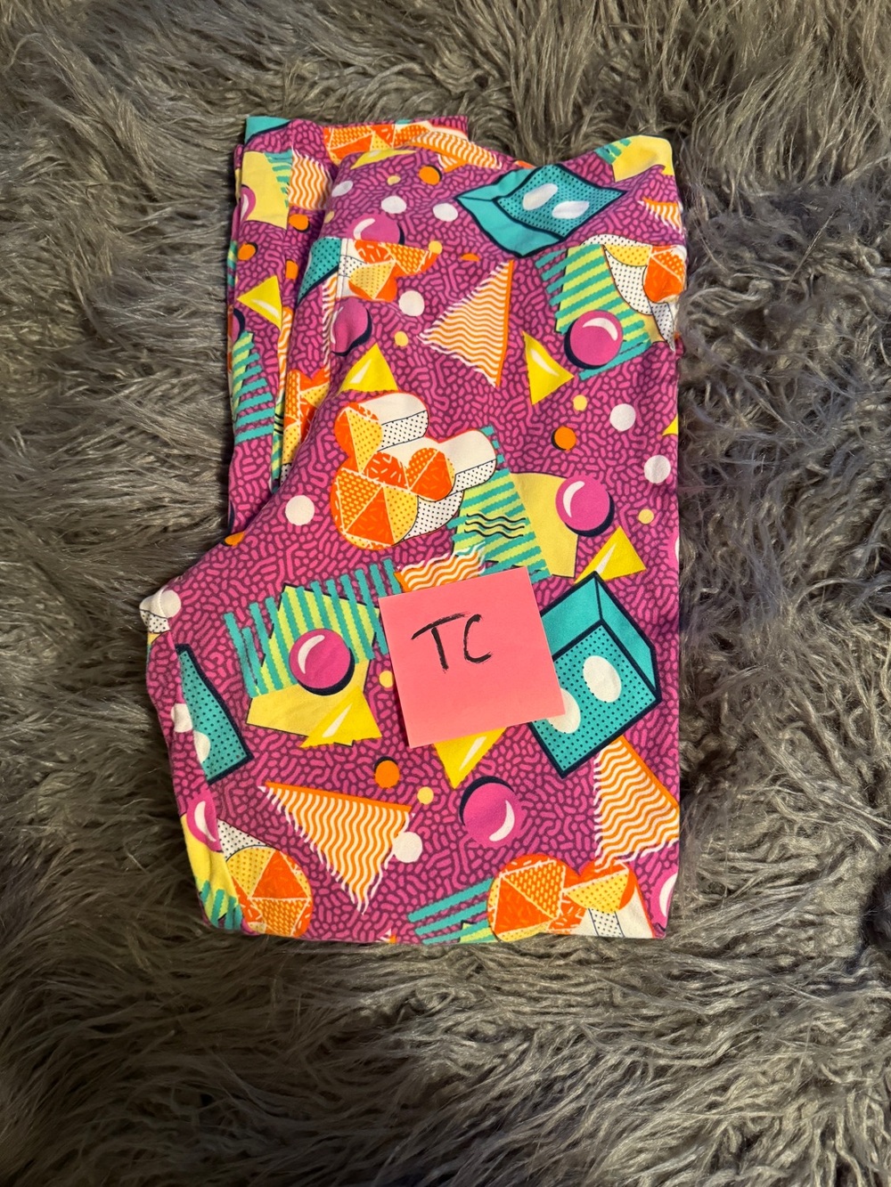 LuLaRoe Disney Purple Multicolor Geometric Print Leggings